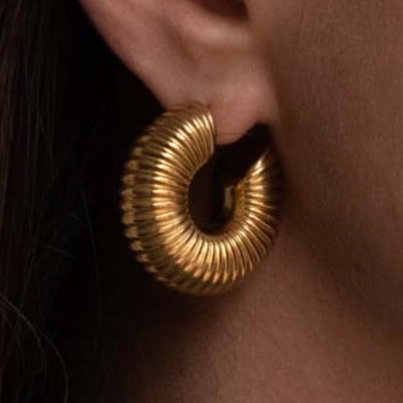 boutique Jewelry - ⚜️[𝟯/$𝟮𝟴]⚜️NEW Ribbed Chunky Acrylic Hoop Earrings